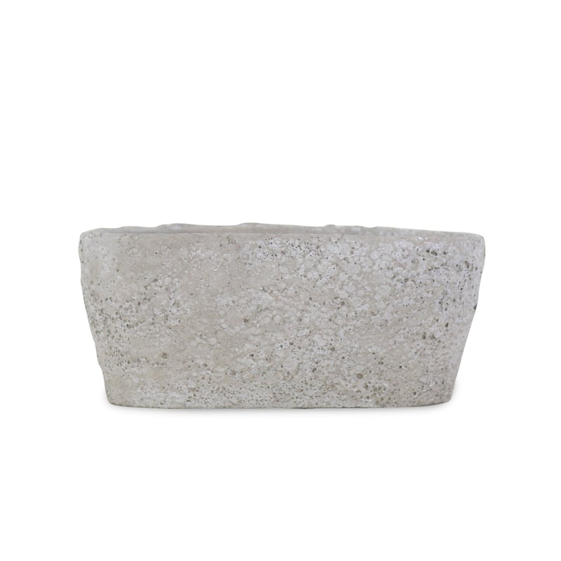 HomeRoots 9" Gray Speckle Glaze Cement Indoor Outdoor Oval Pot Planter