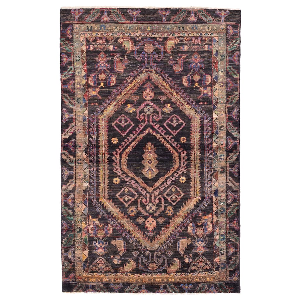 ECARPETGALLERY Hand-knotted Andelz Black Wool Rug - 3'11 x 6'5