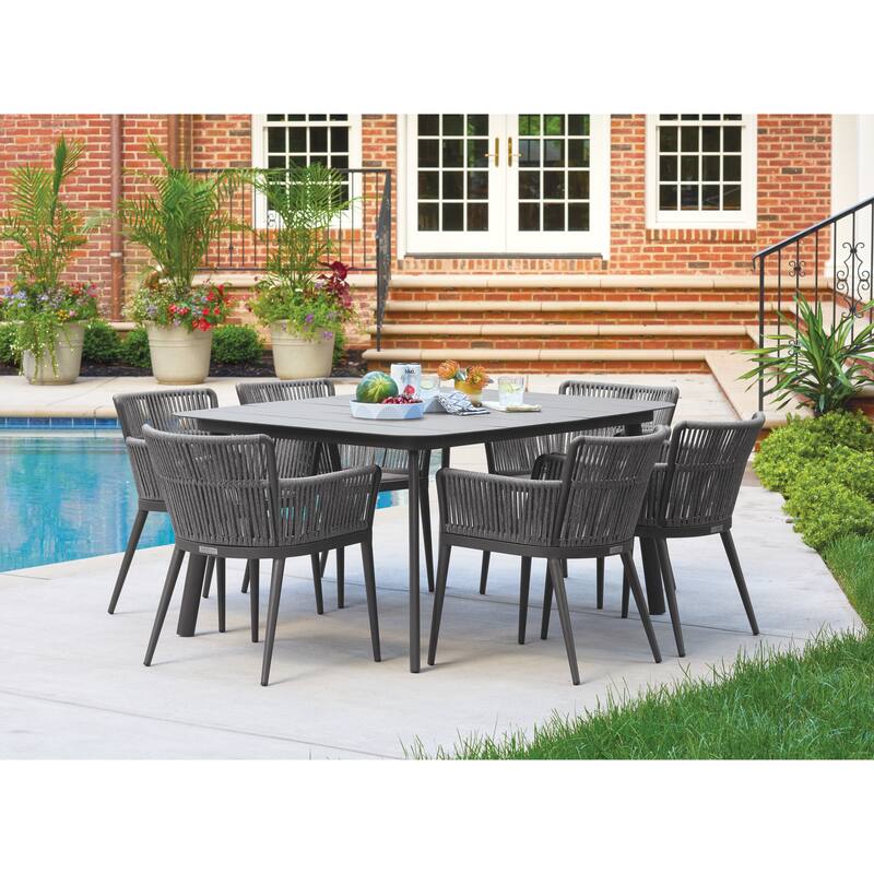 Oxford Garden Eiland 63-inch Powder Coat Carbon Rectangular Dining Table