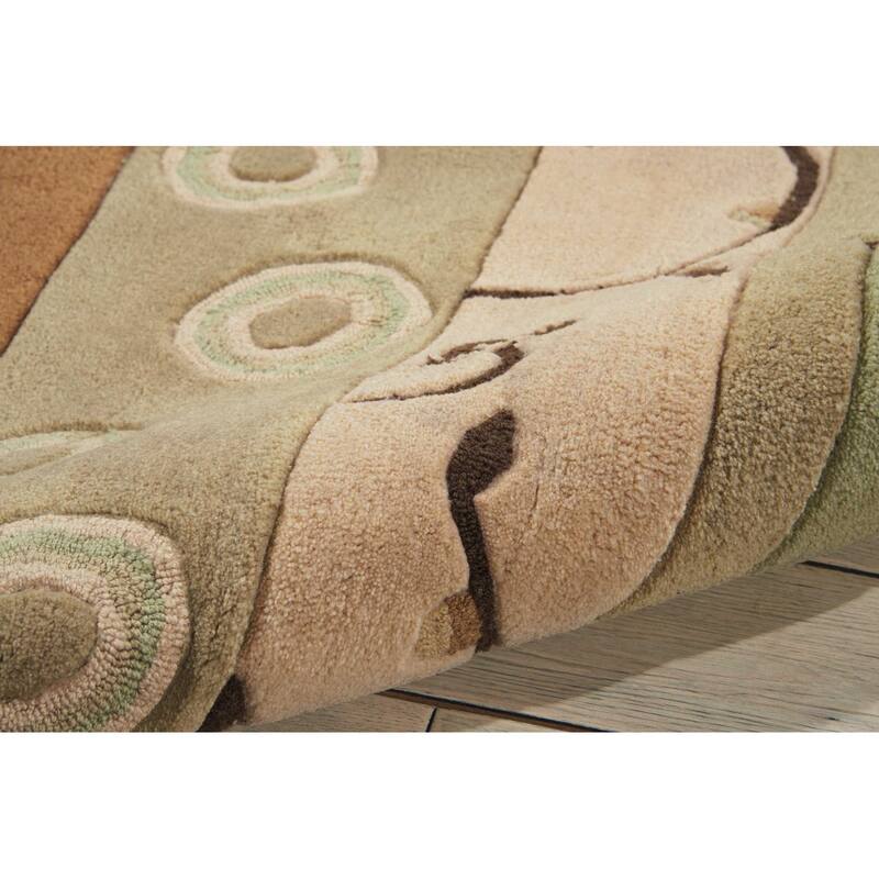 HomeRoots Black Gray and Tan Floral Vines Area Rug - 111' X '87' X '0.5