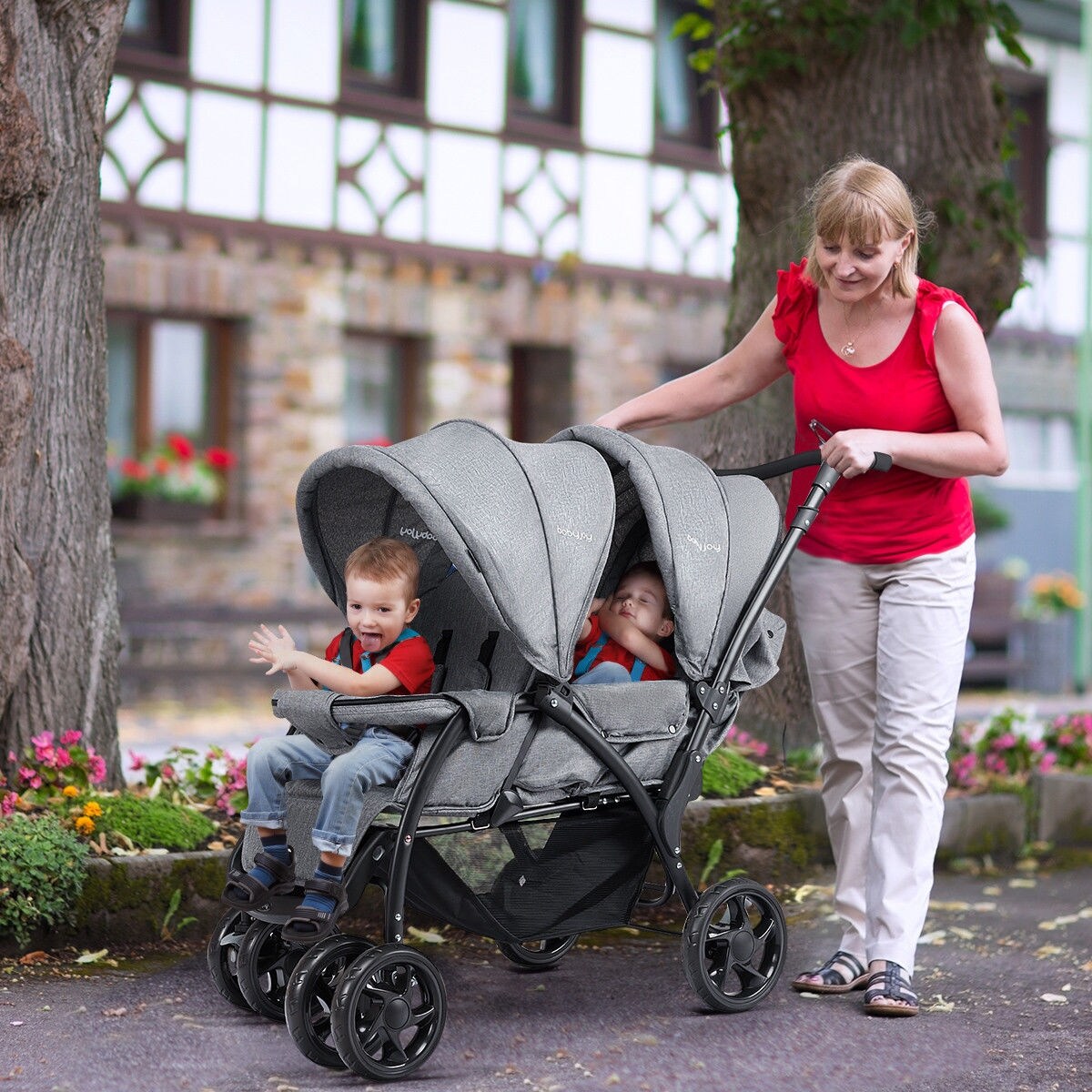 Baby joy stand and ride stroller online