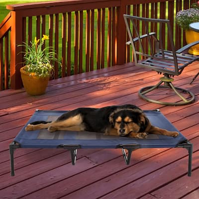 Petmaker Steel Frame Elevated Dog Bed with Non-Slip Feet - Indoor/Outdoor Puppy Cot for Pets