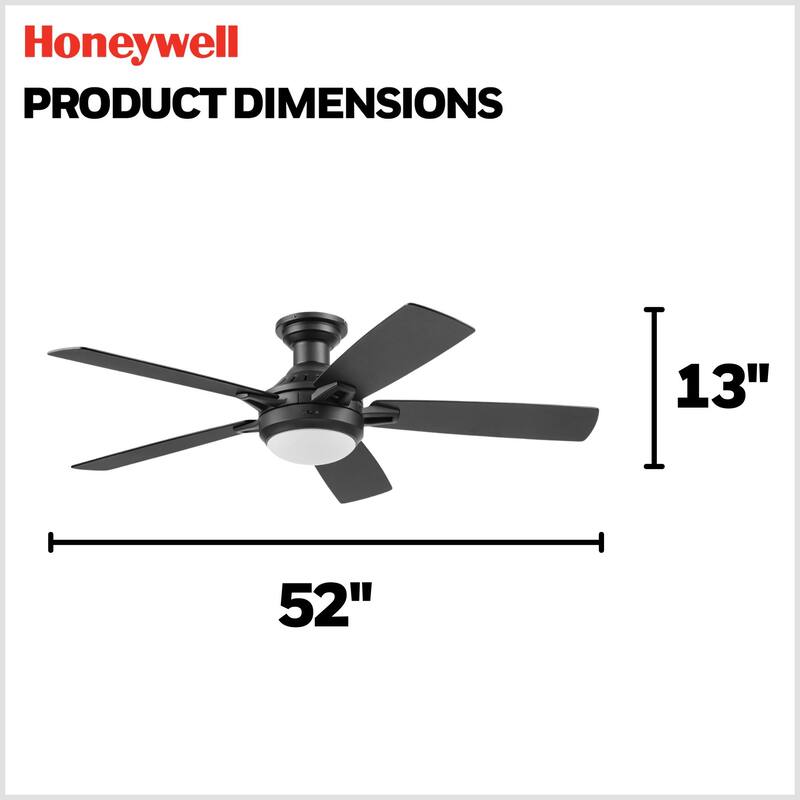 52" Honeywell Radstock Contemporary Ceiling Fan with Color Changing Light, Remote Control - 52 Inches