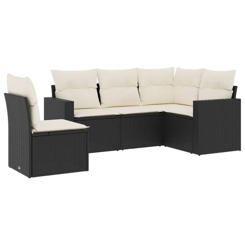 vidaXL Garden Sofa Set Black, Cream White PE rattan, Powder-coated steel - 24.4 x 25.8 x 27.2