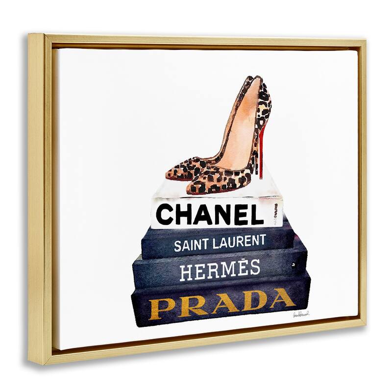 Stupell Glam Fashion Book Set Leopard Pumps Heels Floater Frame - Multi-Color
