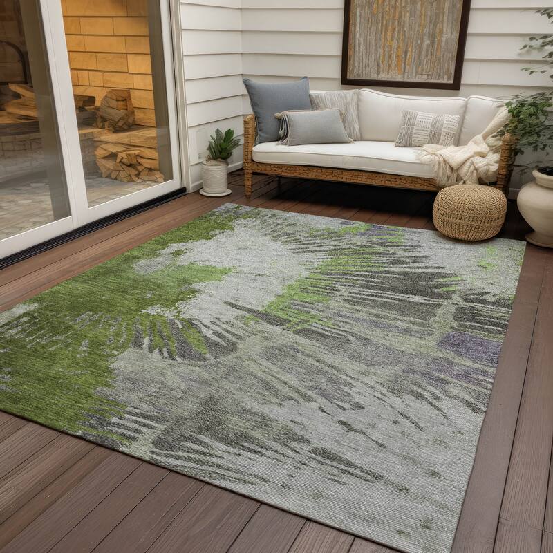 Machine Washable Indoor/ Outdoor Chantille Modern Burst Rug