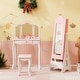 preview thumbnail 4 of 18, Costway Kids Vanity Set Princess Makeup Dressing Table & Chair Set - See Details Pink