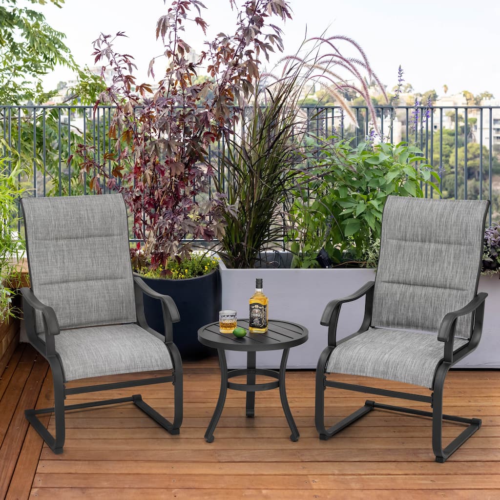 3-Piece Outdoor Bistro Set, Breathable Textilene, Durable Iron Frame