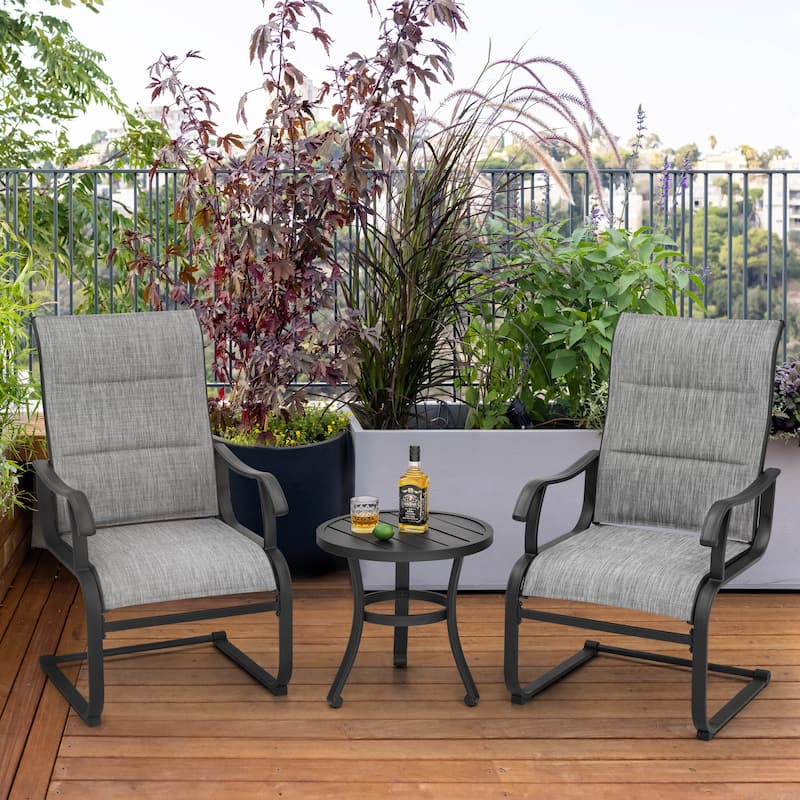 Outdoor Metal Side Table, Weather-Resistant 20’’ Round End Table, Black