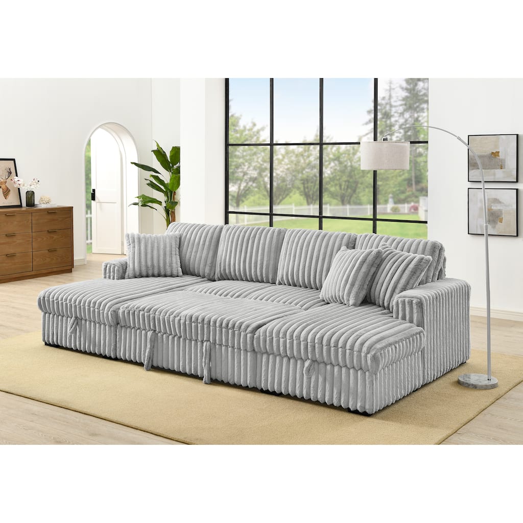 Roomfitters U Shaped Sleeper Sofa, 122 Inch Oversized - 2 in 1 Pull Out Bed, Sectional Sleeper Sofa with Double Storage Chaise