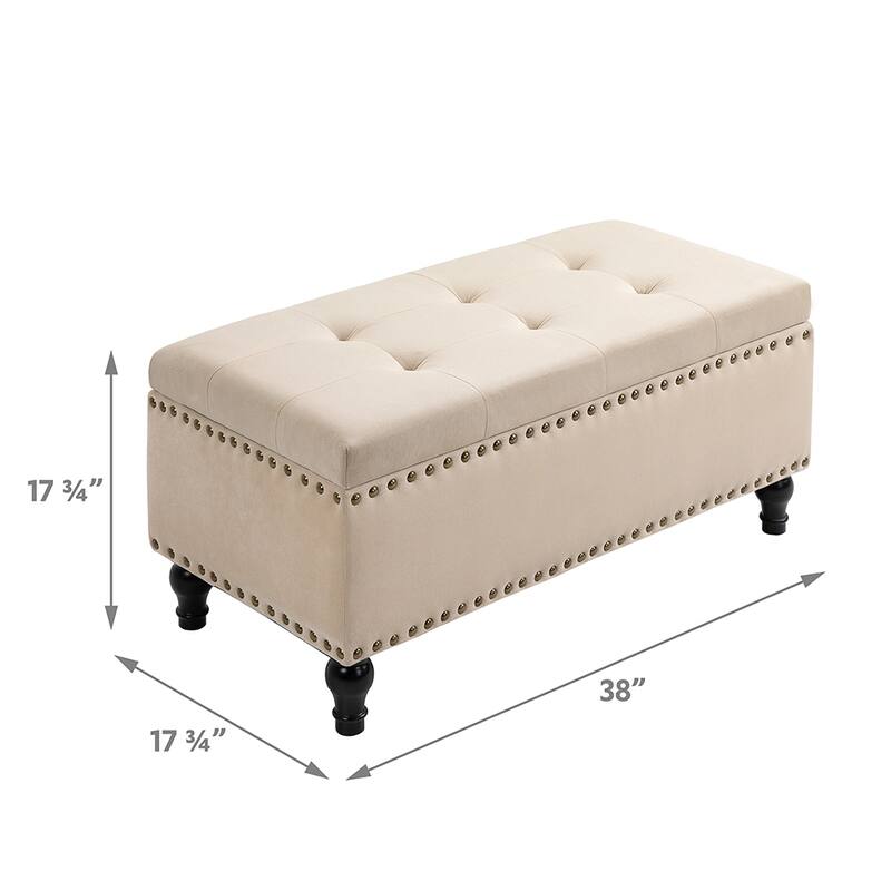 Maypex 38" Velvet Upholstered Flip Top Storage Bench