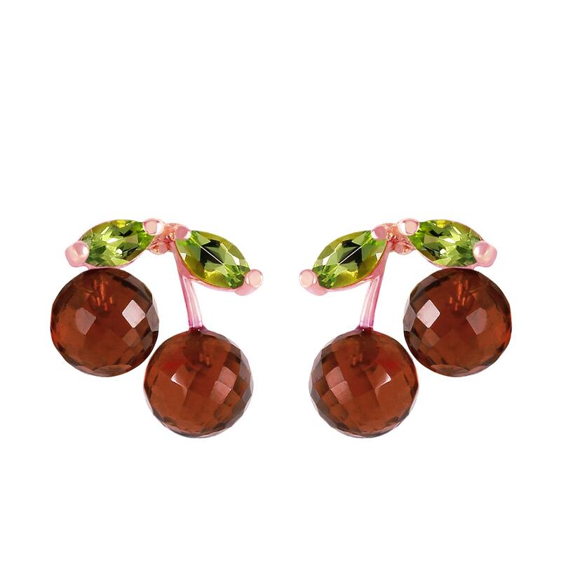 14K Solid Gold Gemstone Earrings w/ Natural Garnets & Peridots