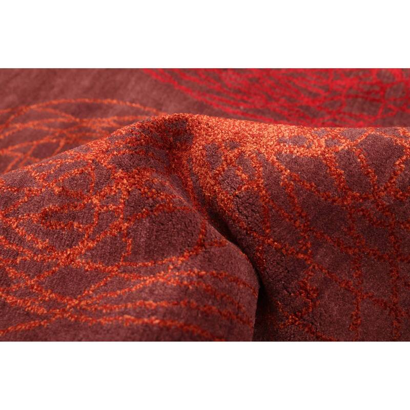 ECARPETGALLERY Hand-knotted Opulence Dark Brown Silk, Wool Rug - 7'11 x 9'10