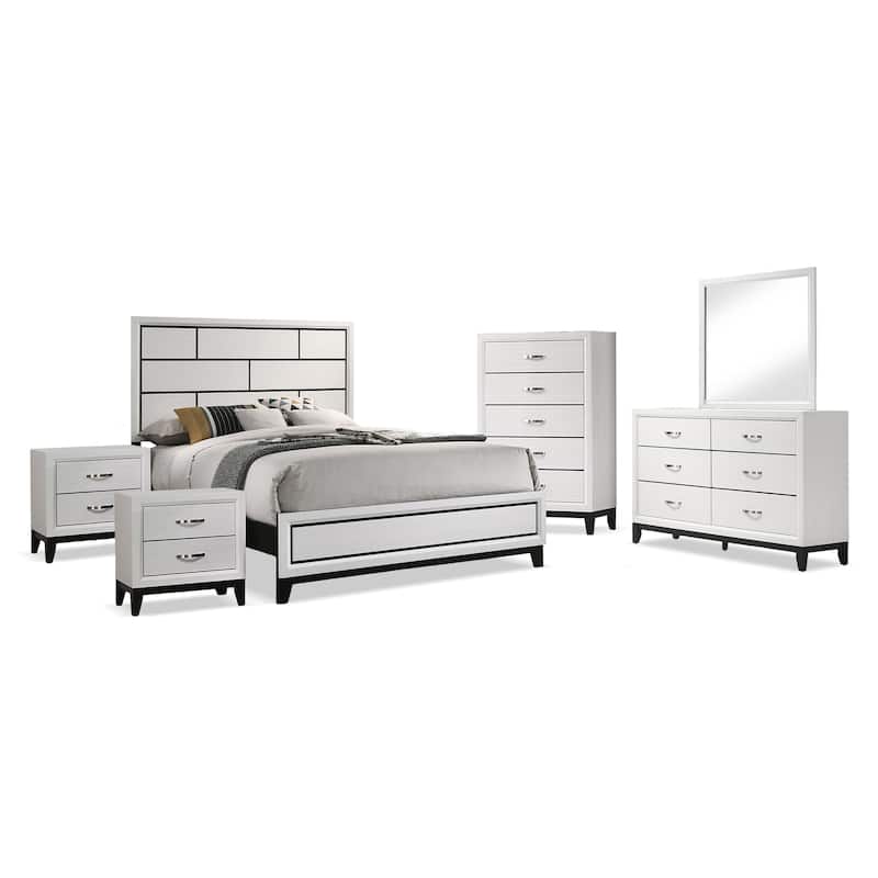 Furniture of America Lante Modern 6-Piece Two-Tone Design Panel Bedroom Set