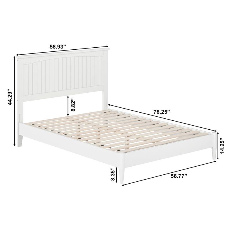 Contemporary Platform Bed - Full Size Wood Bed Frame - Low Profile Modern Bed - White Finish