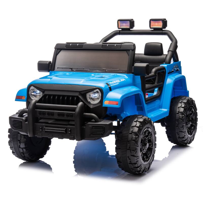 Ride on Truck Car with Removable Steering Wheel, Electric Car for Kids with LED Lights, Blue Battery Powered Electric Car
