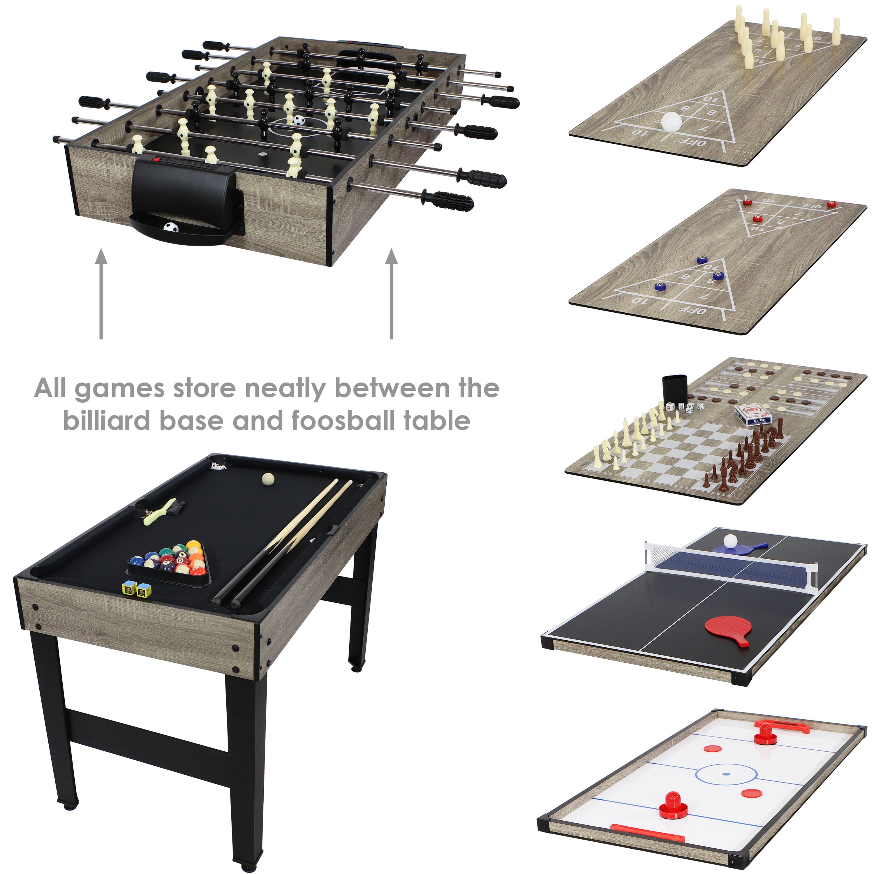 Sunnydaze Decor Versatile 5-in-1 Multi-Game Table with Billiards, Air  Hockey, Table Tennis, Foosball, and Basketball - Durable Construction,  Multiple Colors in the Multi-Game Tables department at