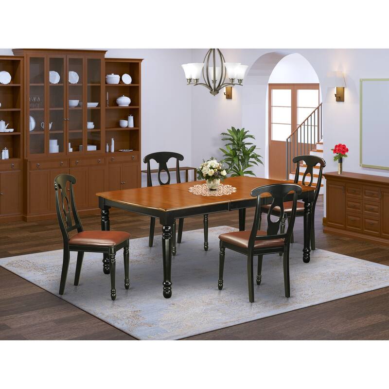 East West Furniture Dining Table Set- a Rectangle Dining Room Table and Kitchen Chairs, Black & Cherry (Pieces & Seat Option) - DOKE5-BCH-LC