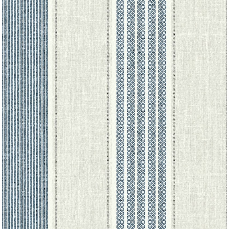 Seabrook Designs Havenport Sailor Stripe Unpasted Wallpaper - 20.5 in. W x 33 ft. L - Denim