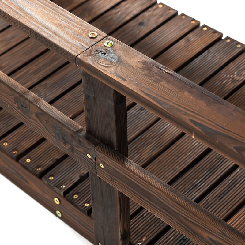 Wooden Garden Bridge with Safety Rails Backyard Footbridge