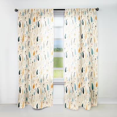 Designart "Antique Beige Vintage Minimalism Boho Pattern" Boho Curtain For Living Room Décor