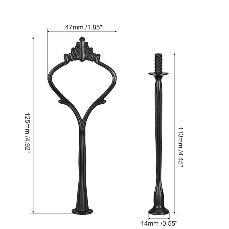 Cake Tray Stand Handle Cupcake Dessert Plate Hardware Fitting Holder Rod Stand Handle, 3-Tiers - Black - 4 Set