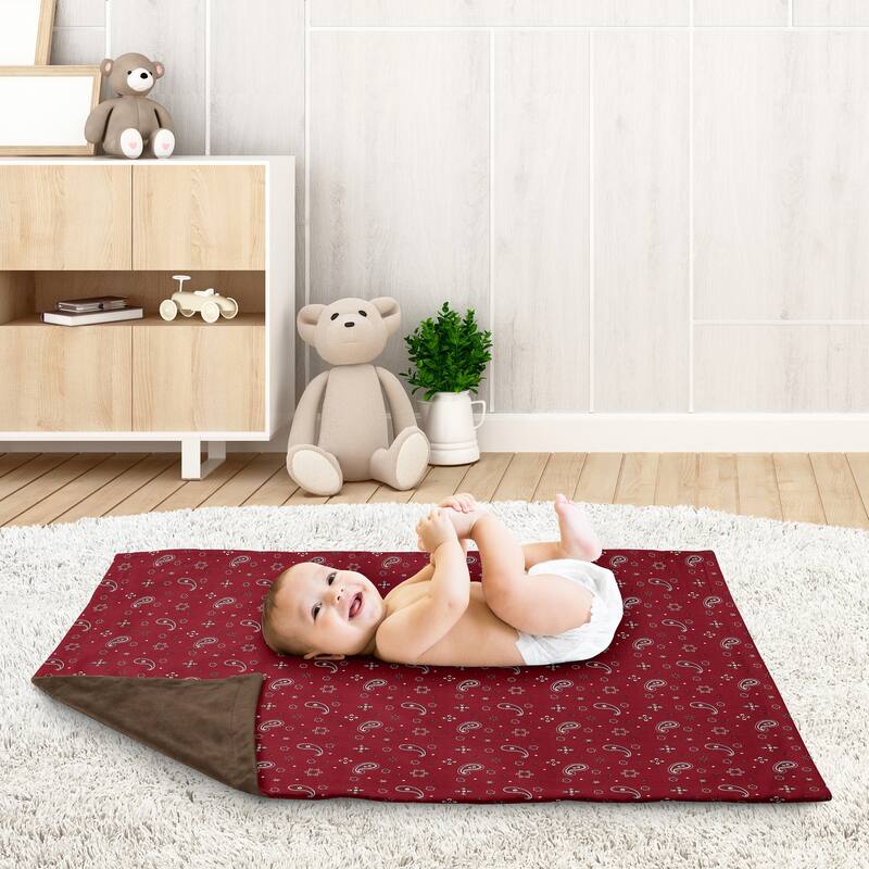 Wild West Bandana Collection Boy Baby Receiving Security Swaddle Blanket - Red Western Southern Country Cowboy