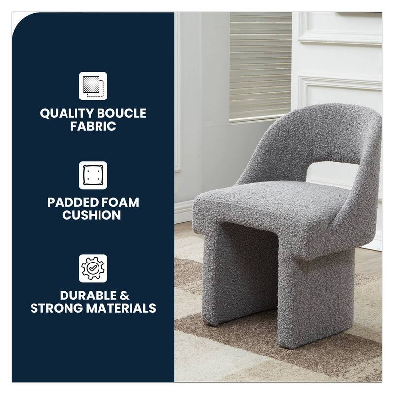 Quell Modern Boucle Upholstered Accent Chair with Solid Wood Frame & Plush Comfort for Home Office and Living Room (Set of 2)