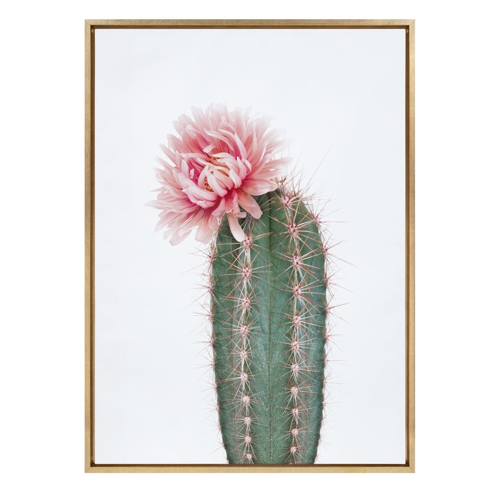 Kate and Laurel Sylvie Pink Cactus Flower Framed Canvas Wall Art