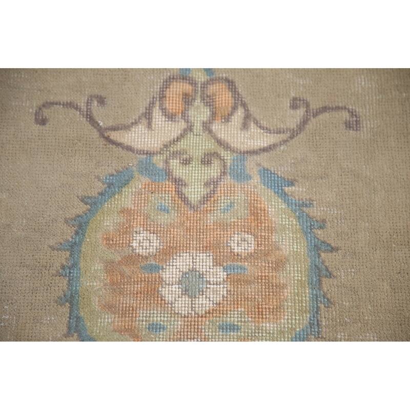 Hand Knotted Oriental 100% Wool Carpet Traditional Medallion Beige & Ivories Tabriz Area Rug - 12' 9'' X 9' 7''