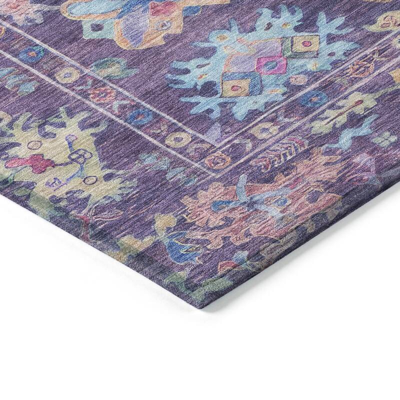 Machine Washable Indoor/ Outdoor Boho Traditional Chantille Rug