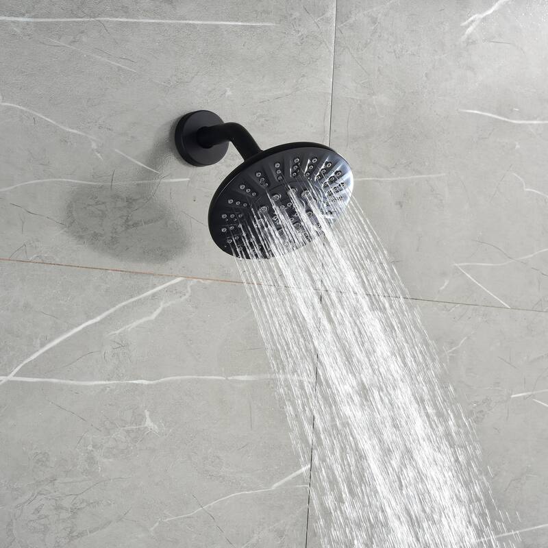 Wall Mount Shower Faucet With Tub Spout Matte Black Shower System Set With Rain Shower Head Tub Shower Trim Kit Set With Valve