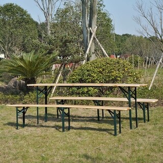 Outsunny Wooden Indoor/ Outdoor Folding Picnic Table Set