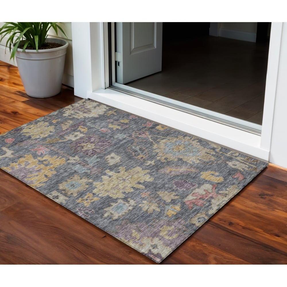 HomeRoots Floral Traditional Rectangle Outdoor Rug