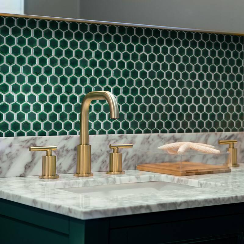 Merola Tile Metro Ion 1" Hex Emerald 10-1/4" x 11-7/8" Porcelain Mosaic Wall Tile - Case (10 Tiles)