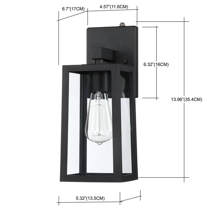 2 Pack 1-Light Outdoor Wall Lantern with Clear Glass