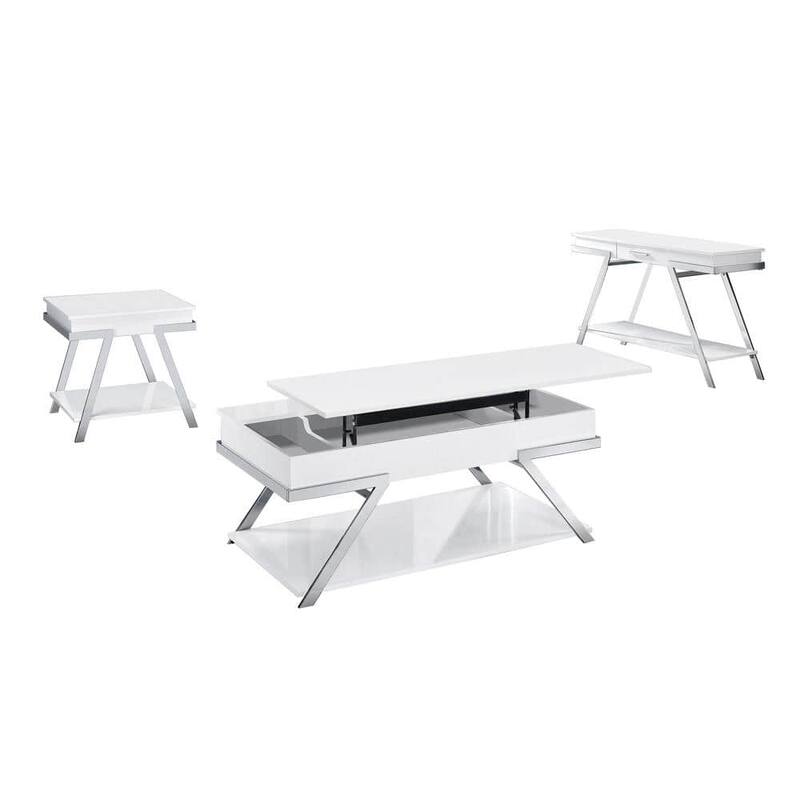 Contemporary Style 1pc End Table High Gloss Finish Chrome Frame Gorgeous Living Room Furniture