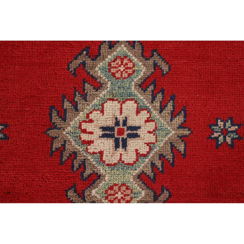 Geometric Red Kazak Oriental Area Rug Hand-Knotted Wool Carpet - 8'3"x 10'0"