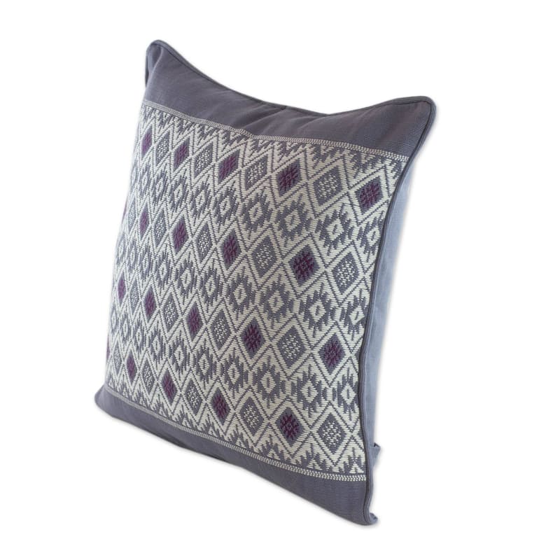 Handmade Silver Moon Cotton cushion cover (Guatemala) - 25 x 21 x 2
