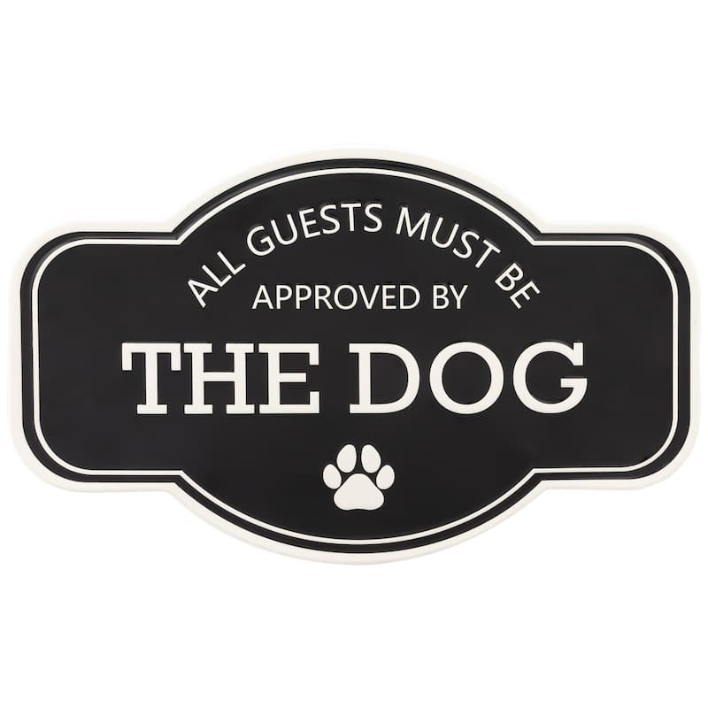 Approved by The Dog Metal Wall Sign - 13.75" - Black and White