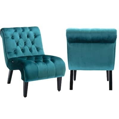 Modern Velvet Armless Living Room Chairs Set of 2