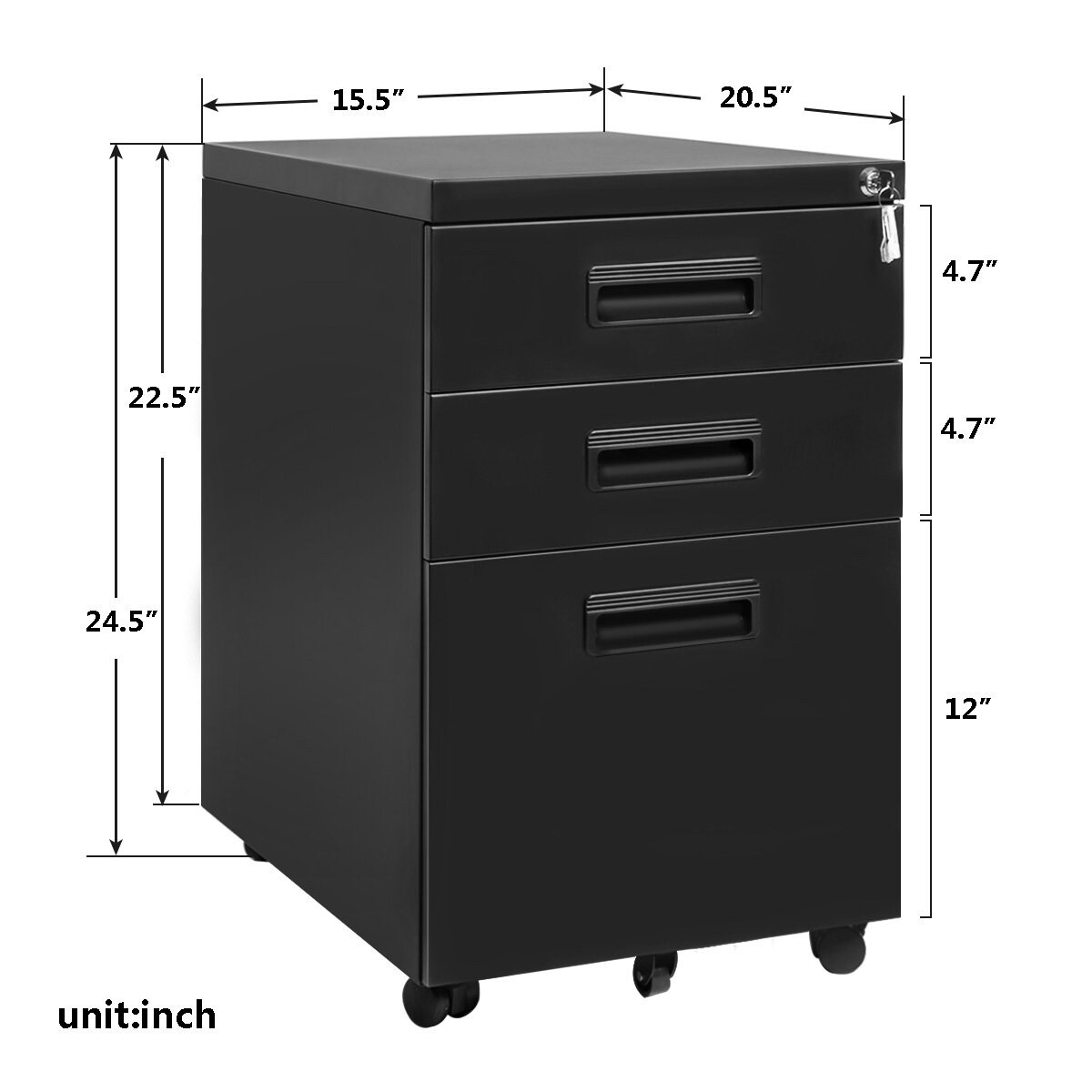 Shop Global Pronex 3 Drawer Mobile File Rolling Cabinet With Keys For Legal Or A4 Letter Files Metal Full Extension Black On Sale Overstock 31455768