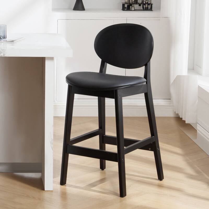 26-Inch Upholstered Wood Counter Stool/ Barstools - 37.4"H x 17.3"W x 18.7"D