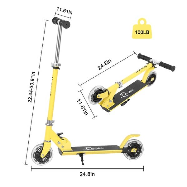 dimension image slide 0 of 2, Scooter Toys for Kids Ages 6-12/3-5, Easy Folding Kids Scooter with 3 Levels Adjustable Handlebar