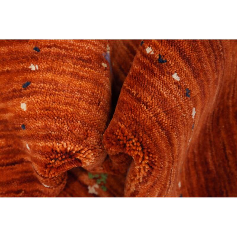Hand Knotted Oriental 100% Wool Carpet Tribal Animal Pictorial Oranges & Rust Gabbeh Area Rug - 4' 0'' X 2' 2''