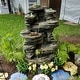 preview thumbnail 7 of 6, Stacked Shale Outdoor Water Fountain Backyard Feature w/ LEDs - 38"