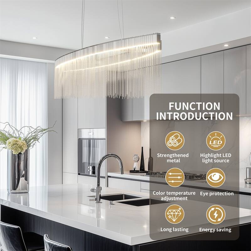 Luxury LED Pendant Light Tassel & Round Linear Chandeliers Dining room