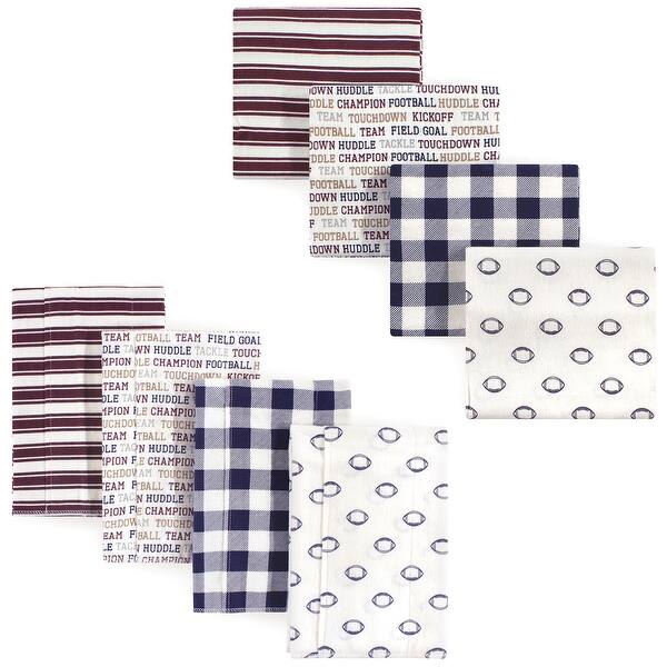 slide 1 of 1, Hudson Baby Infant Boy Cotton Flannel Burp Cloths and Receiving Blankets, 8-Piece, Football, One Size - Football - One Size One Size - Football