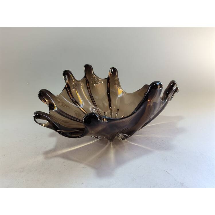 Elegant Sculptural Glass Bowl Centerpiece Decorative Accent 16"x10"