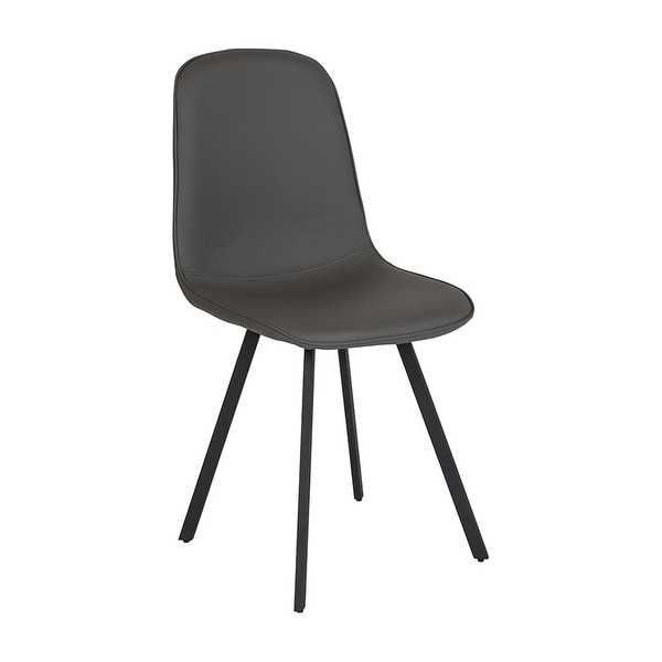 Offex Contemporary Curvaceous Padded Kitchen Dining Chair in Light Gray Vinyl Upholstery